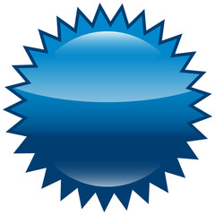 Störer sternförmig, blau + Glanz