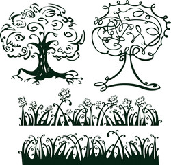 Pattern of trees and grass for design.