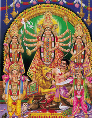 Fototapeta premium maa jagdamba indian godess with her darbar