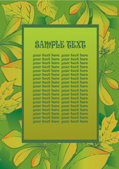 Foliage frame with sample text. Vector art-illustration.