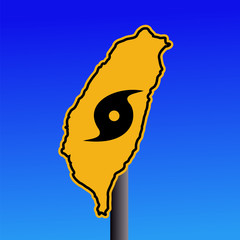 Taiwan map typhoon warning sign