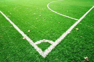 Obraz premium Corner line on soccer field