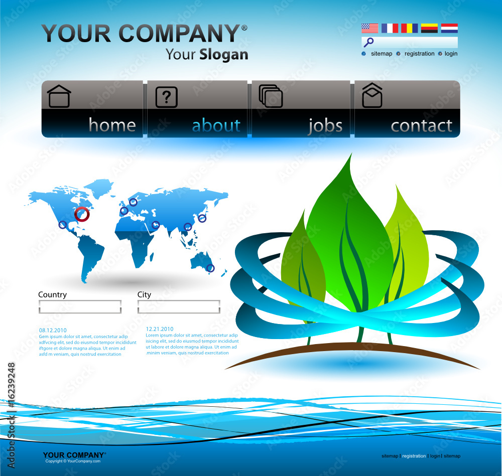 Wall mural vector editable website template