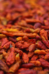 Dried chillies shallow focus macro