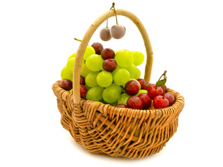 grape and cherry in basket