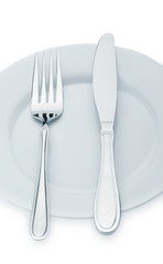 Knife and fork on a plate