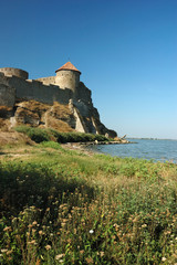 Fototapeta na wymiar Old fortress on the river bank in Belgorod-Dnestrovsky,Ukraine