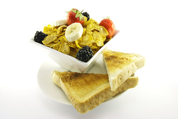 Cornflakes and Fruit with Toast