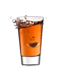 Splash in a glass of red lemonade