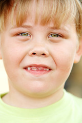 Closeup portrait of preschooler boy