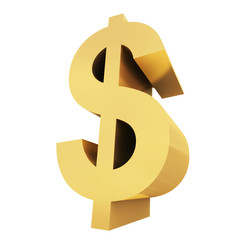 3D Beautiful Golden Dollar Symbol