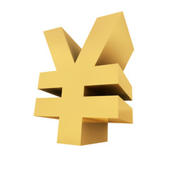 3D Golden Yen on white background