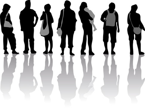personnes attente silhouettes