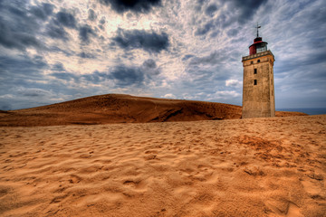 Lighthouse in the sand dunes of Rubjerg Knud