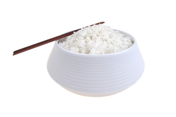 cooked china rice and porcelain bowl