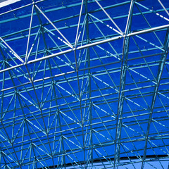 blue geometric ceiling