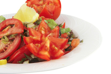 served vegetable tomato salad