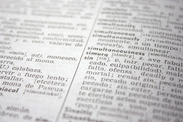 'sin' word in English-Spanish dictionary
