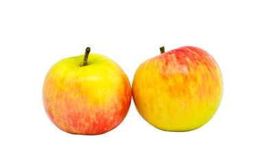 Two ripe apples on a white background