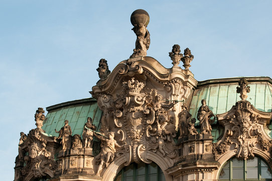 architecture detail of Zwinger palace. Dresden, Germany