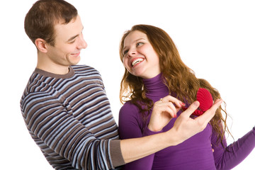 closeup portrait of the young loving couple