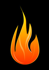 Flame, fire over black background