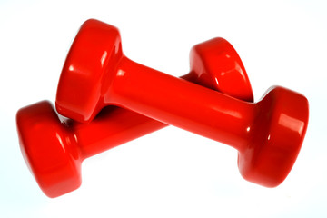 Dumbbells on the white background