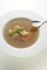 vegetable soup with organic carrot, celery and meat balls