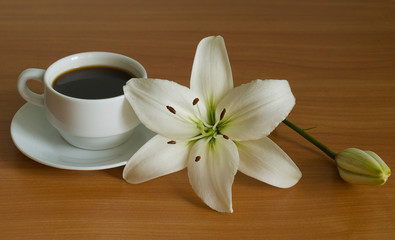 Fototapeta na wymiar Coffee and flower