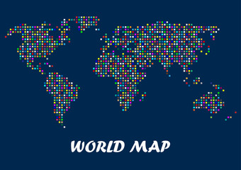 World Map Composed of Colorful Squares