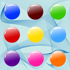 assorted colour balls with waves lines and curves