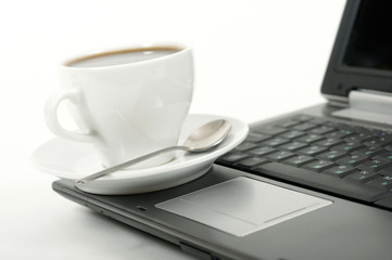 Fototapeta na wymiar Coffee and laptop.