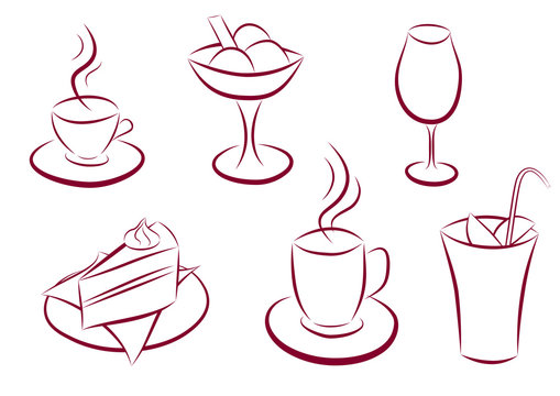 Set of sweet and coffee icons