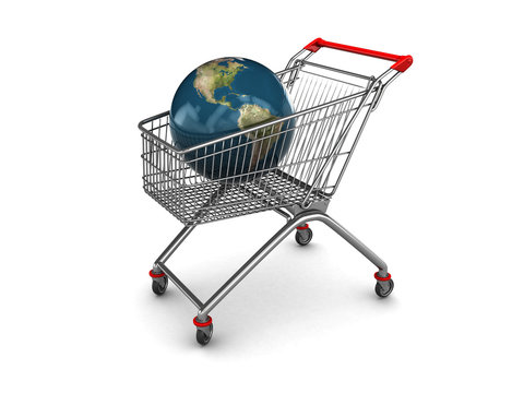 shopping cart with earth