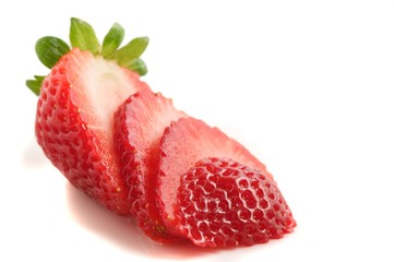 Fresh juicy strawberry sliced and isolated