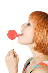 beautiful girl with candy