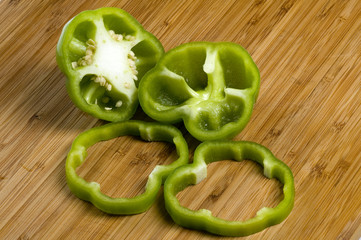 Sliced green bell pepper