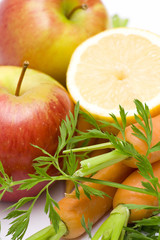 carrots, lemon and apples