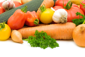bio fresh vegetables on white background