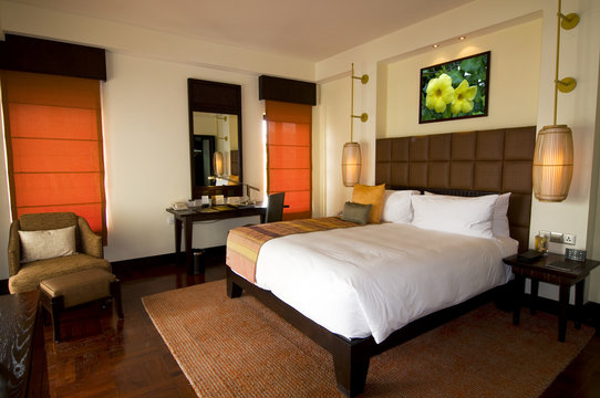 Oriental style hotel room at spa resort