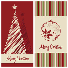 christmas greeting card set, vector illustration