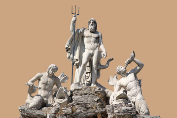 Piazza del popolo, fontana del Nettuno di G. Ceccarini (part.) - obrazy, fototapety, plakaty