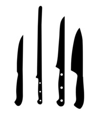 knifes silhouettes - vector illustration black and white color