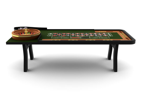 roulette table isolated on white with clipping path