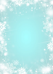Fototapeta na wymiar Christmas frame with stars and snowflakes