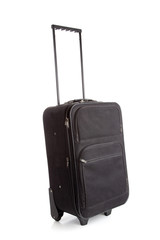 A black suitcase with wheels