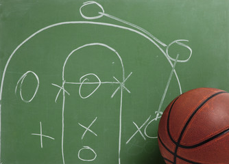 Basketball in chalkboard with play - Powered by Adobe