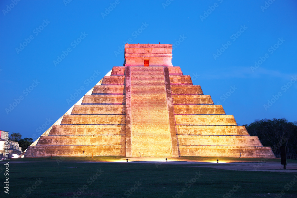 Sticker night light show on chichen itza, mexico