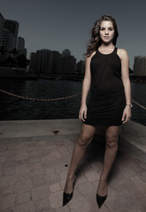 Attractive woman in a black dress