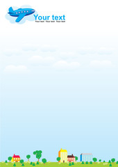 airplane sky and earth blank with houses